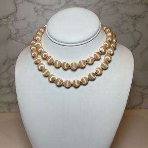 Blush cream vintage 60’s satin silk style bead necklace